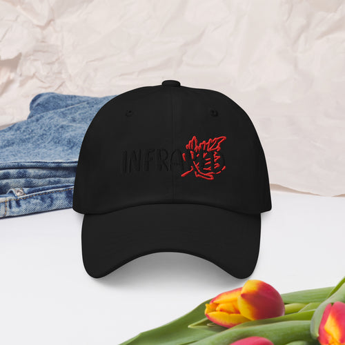Black White Red floral Maple Forest Baseball Dad Hat Color black white Red Size XL Street wear outfit infrared photography full spectrum gifts dad mom film filter IR 