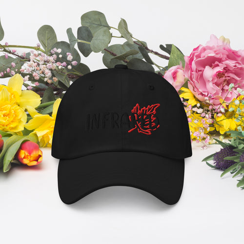 Black White Red floral Maple Forest Baseball Dad Hat Color black white Red Size XL Street wear outfit infrared photography full spectrum gifts dad mom film filter IR 