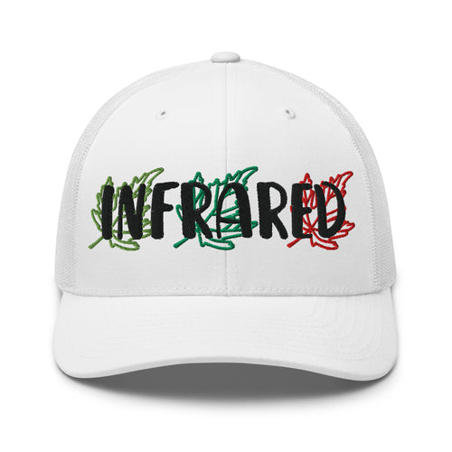 Green White Pink Trucker Hat Cap for Men Women Color Style Floral nature landscape leaf outfit how to wear infrared photography full spectrum gifts for photographers Canada 