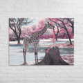 Watermarked - Whimsical Pink Giraffe Large Canvas (24”x36”)
